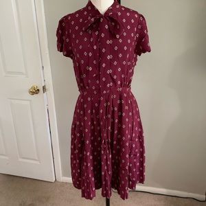 NWT Silk J Crew Fit and Flare Tie Neck Dress, Sz 6